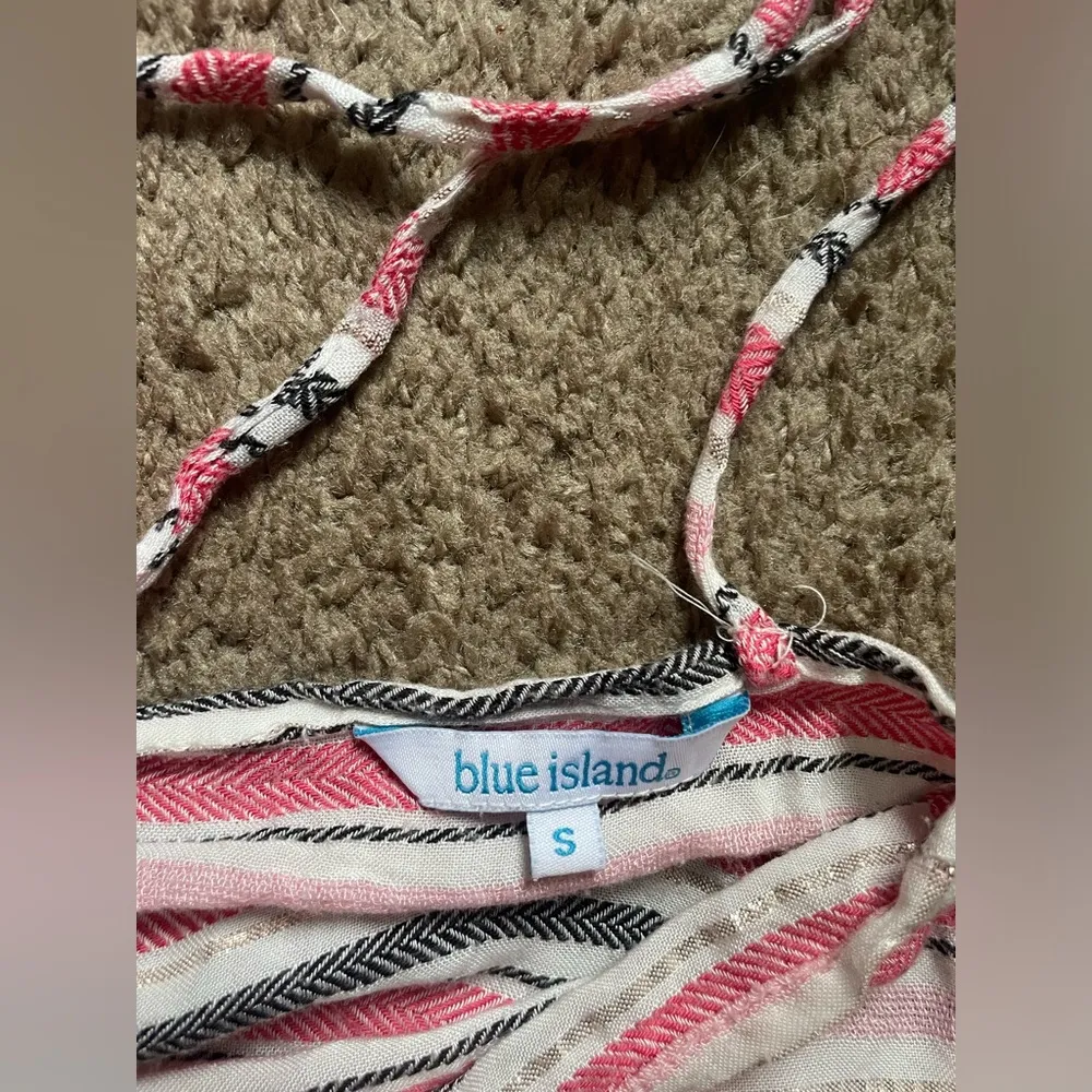 NWOT Blue Island pink, white, blue, silver stripe swim coverup dress size small - Image 6