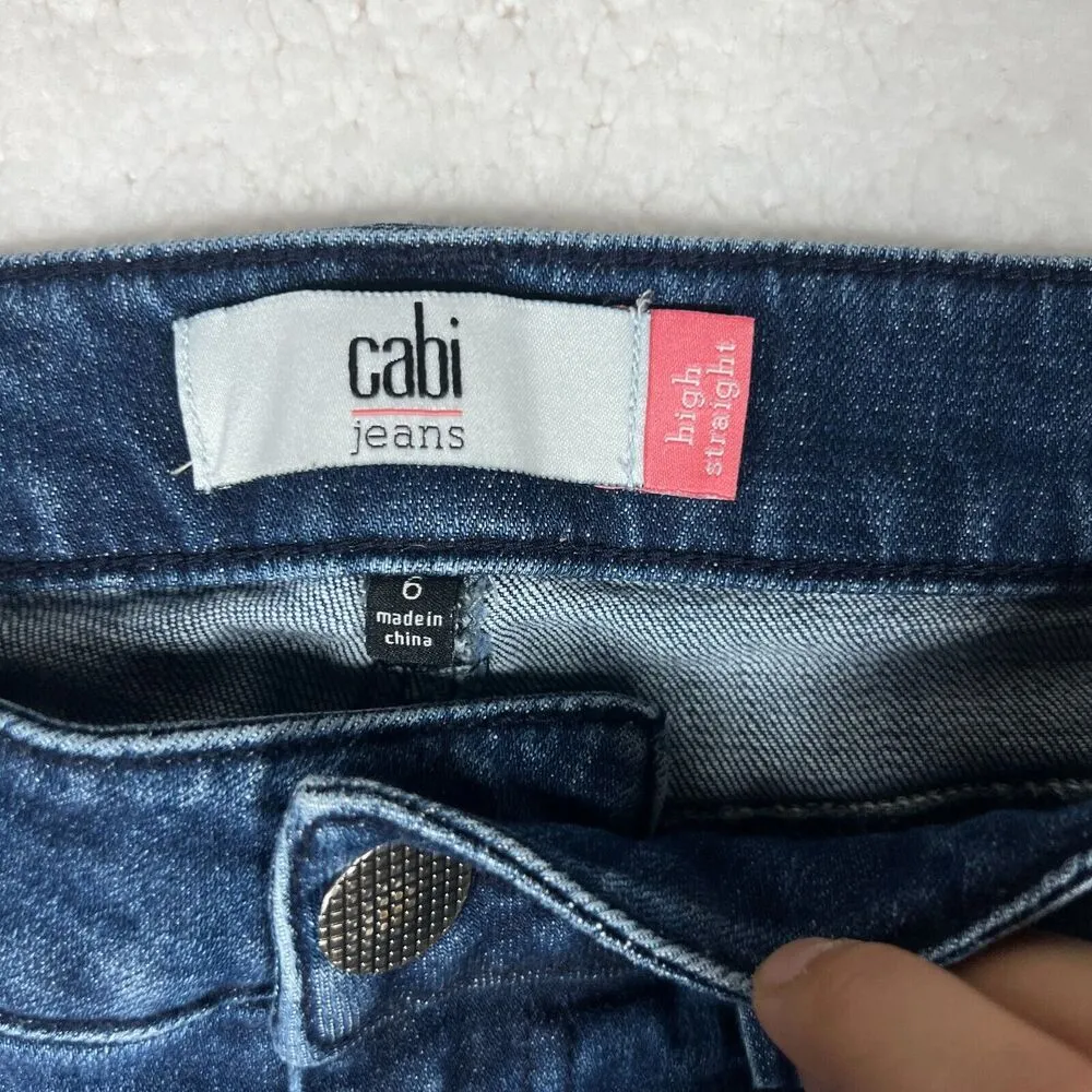 High Rise Straight Jeans Tuxedo Stripe Dark Wash Style 3750 Size 6 - Image 2