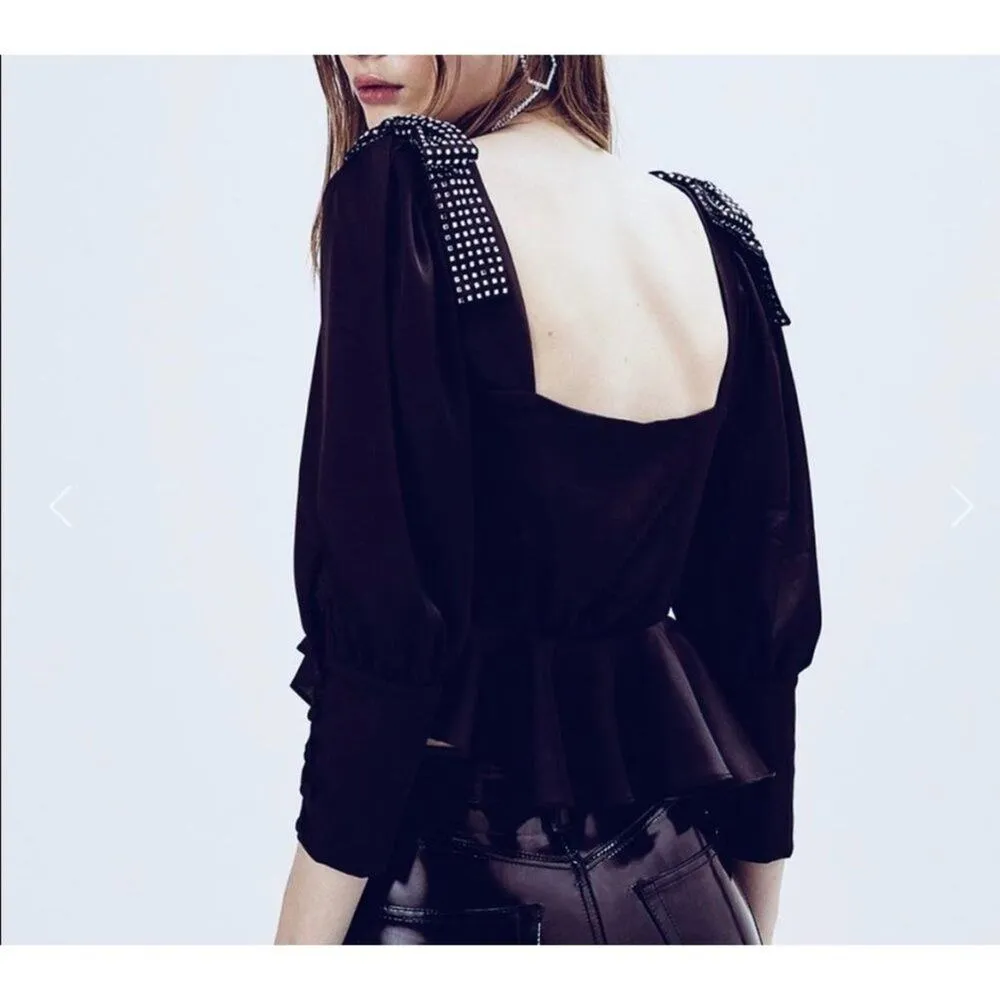 For Love & Lemons - After Dark Asymmetrical Top in Black - Image 9