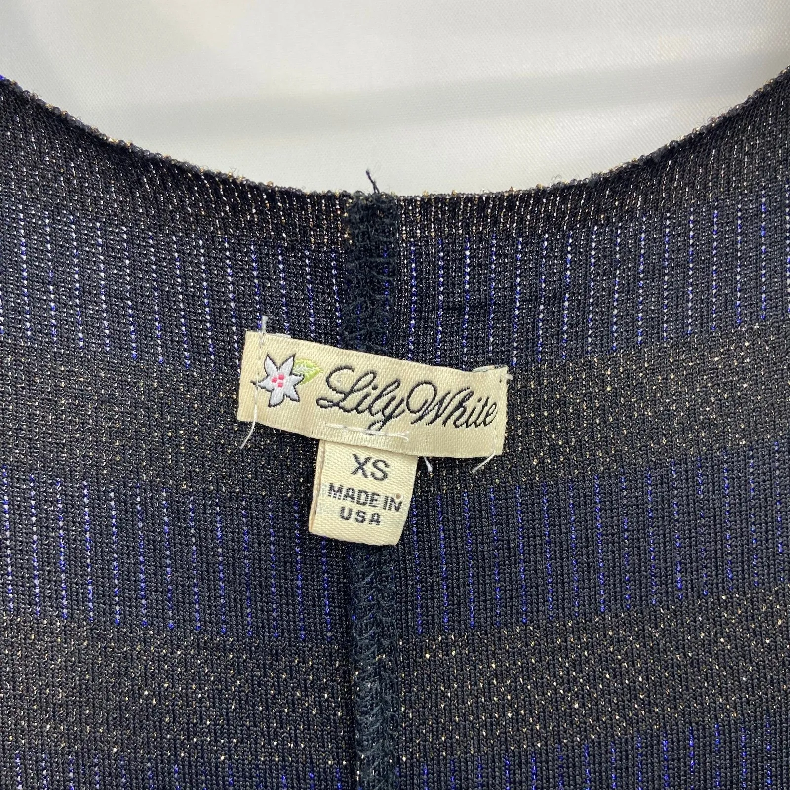 Lily White women's blue gold metallic‎ knit lightweight tank top stretch casual - Image 4