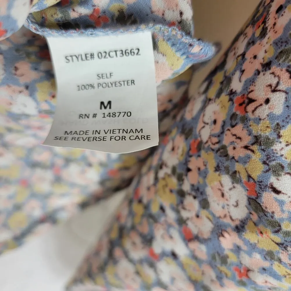 Sienna Sky Prairie Top Womens Medium Pink Blue Floral Lace Trim Cottagecore - Image 6