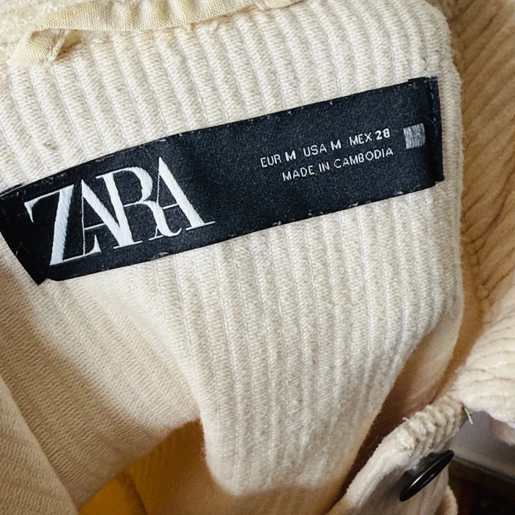 ZARA  Cream Corduroy Raw Hem Shacket - Image 4