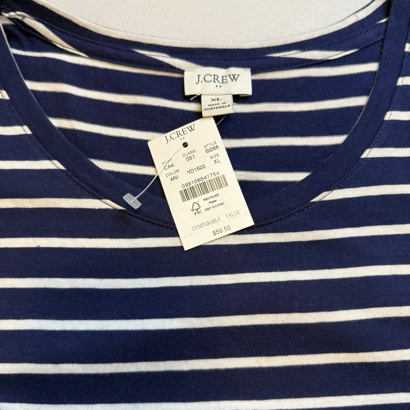 J Crew Factory Women's Sleeveless Dress Knit Tiered Navy/White Striped Size XL # - Image 10