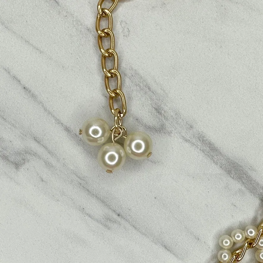 Faux Pearl Beaded Gold Tone Chain Belt XS/Small (XS/S) Elegant ✨ - Image 10