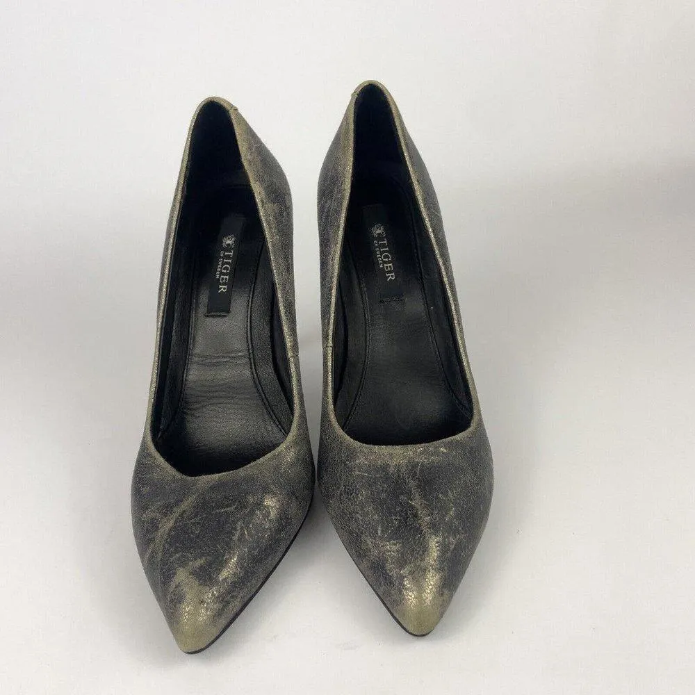 Tiger of Sweden Pumps Heels Distressed Black with‎ Gold Undertone Womens 6 - Image 5