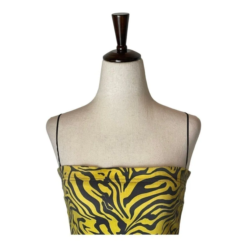 Miaou Yellow And Black Zebra Print Lottie Bodycon Mini‎ Dress Size S - Image 5