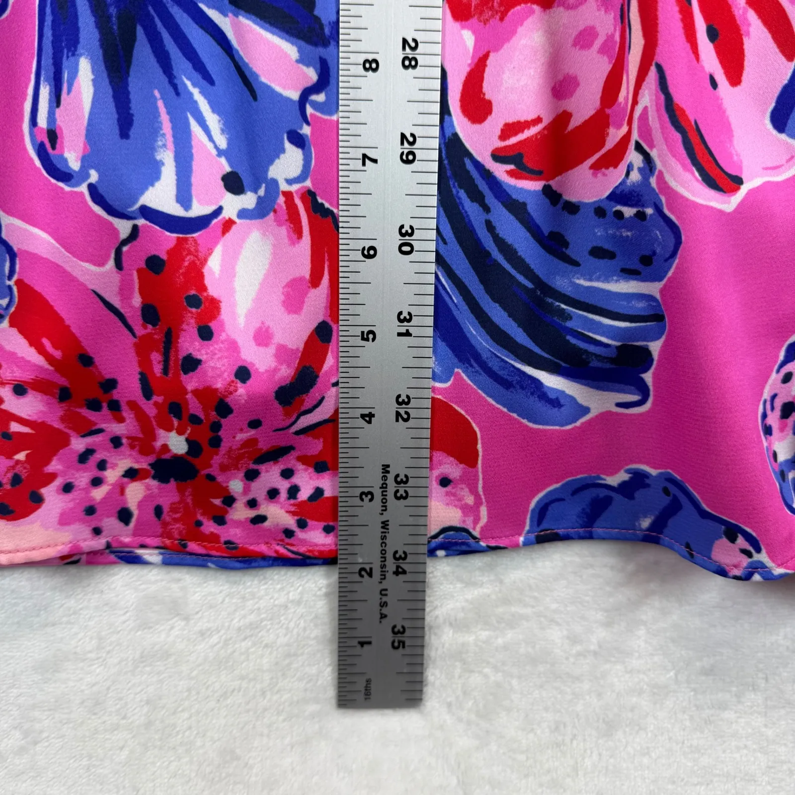 Lilly Pulitzer Floral Babydoll Dress Long Sleeve Pink‎ Blue XS - Image 3