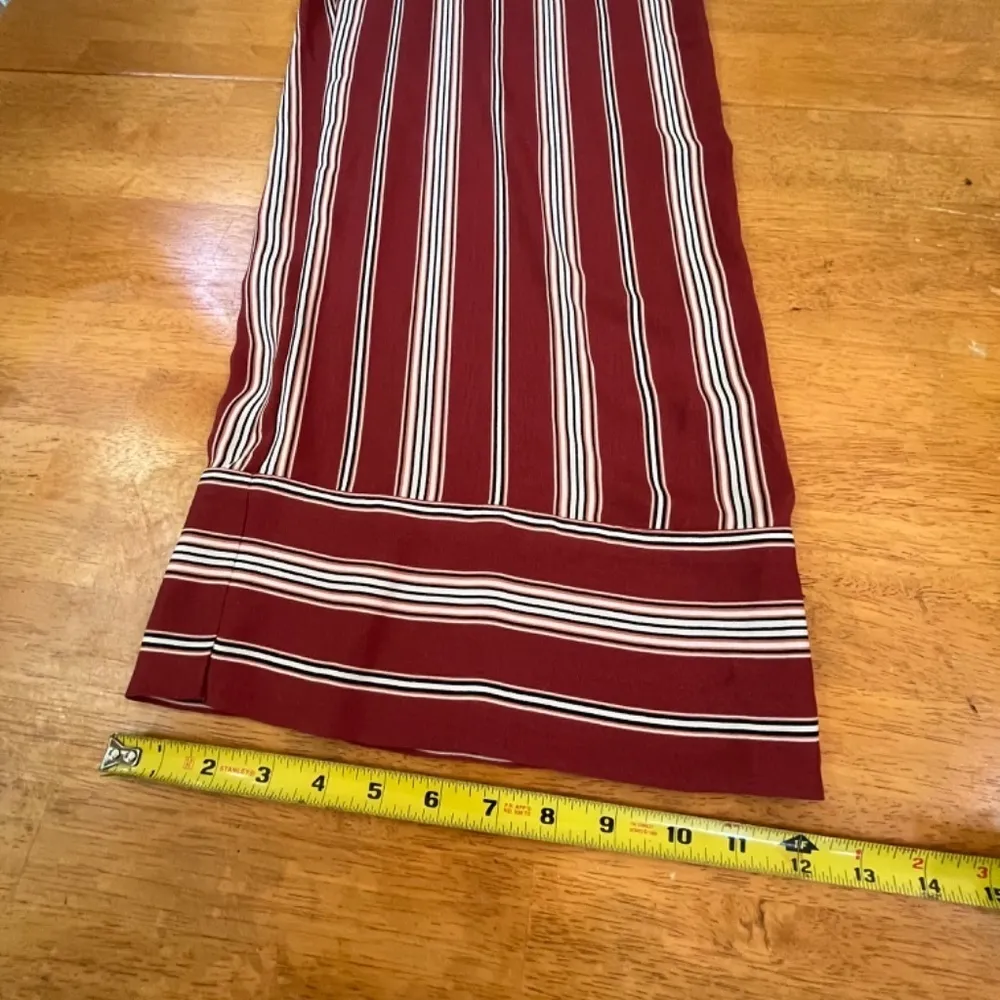 Jumpsuit Cinnamon Striped V Neck Sleeveless‎ Summer Casual Wide Leg, Size XS S - Image 9