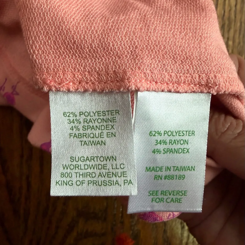 Lilly Pulitzer Jansen Sweatshirt Peach Hyacinth Flamingo Print Sz Small - Image 5