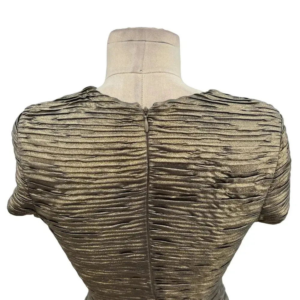 Torn by Ronny Kobo Kaitlyn Metallic Gold Charcoal Mini Dress Size Small‎ - Image 9