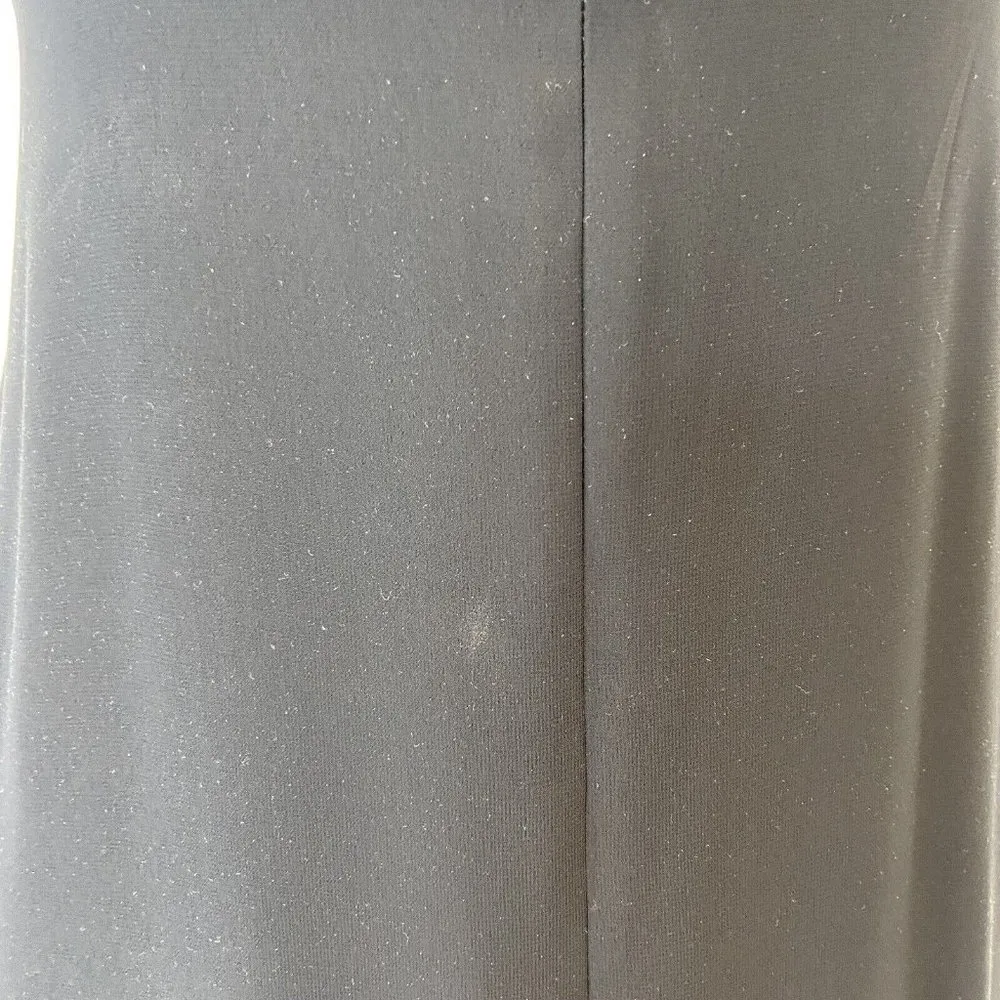 Vintage 90s  Night Solid Black Satin Beaded Full Length Dr… - Image 6