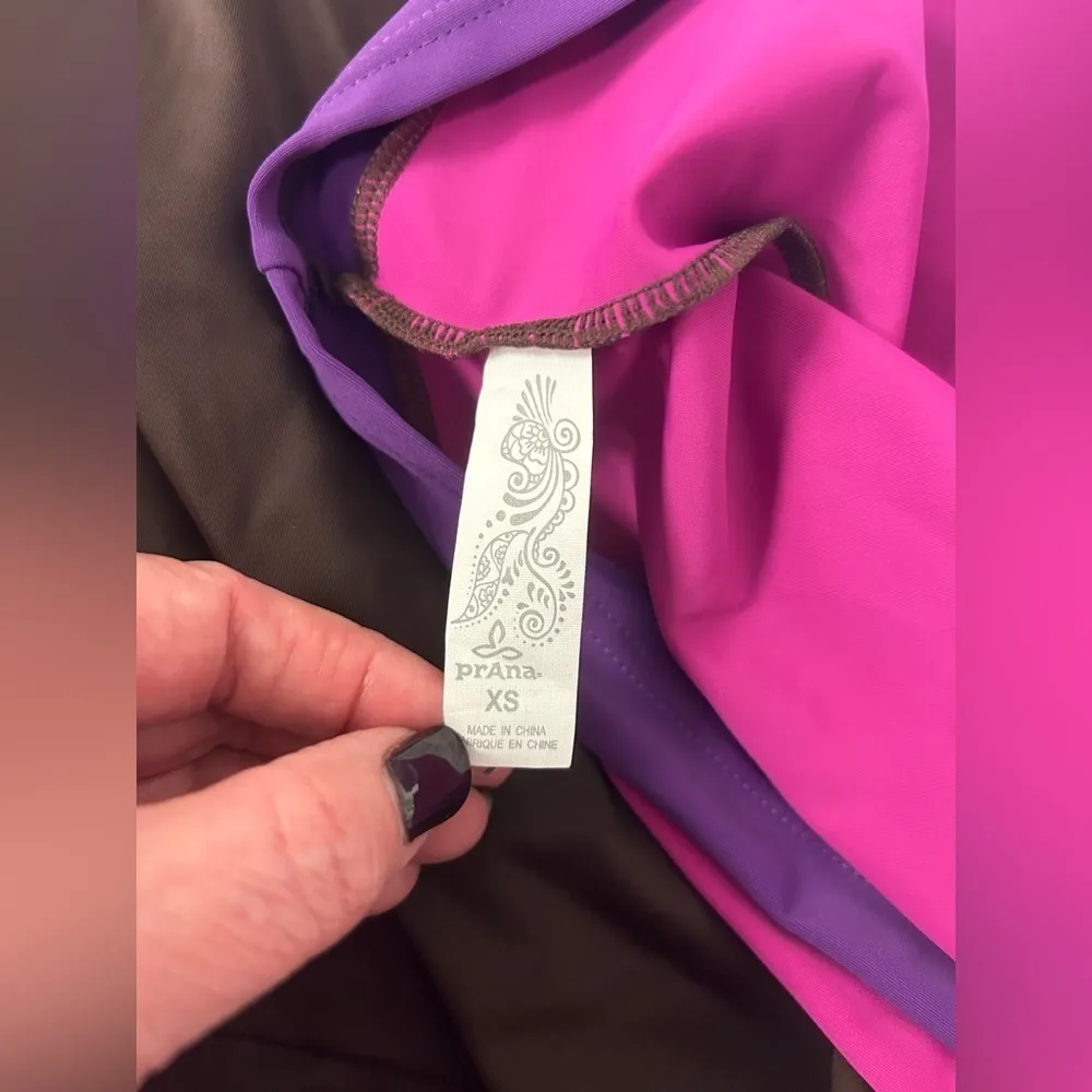 Prana Synergy Cover-Up Dress w/Built-In Shelf Bra Brown Pink Purple Size XS NWT - Image 7