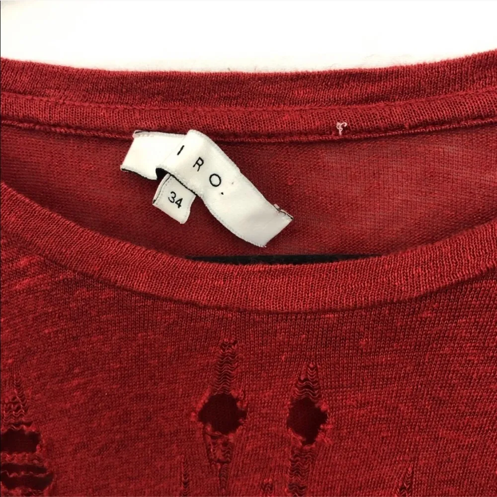 | Clay Distressed Maroon Linen Tee XS - Image 4