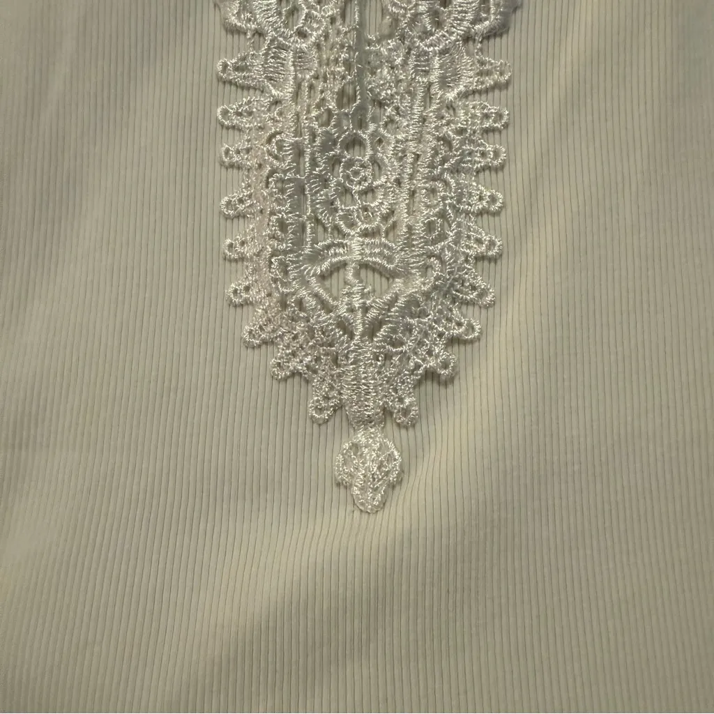 Ralph Lauren White Ribbed Lace Detail Tank Top - Image 5
