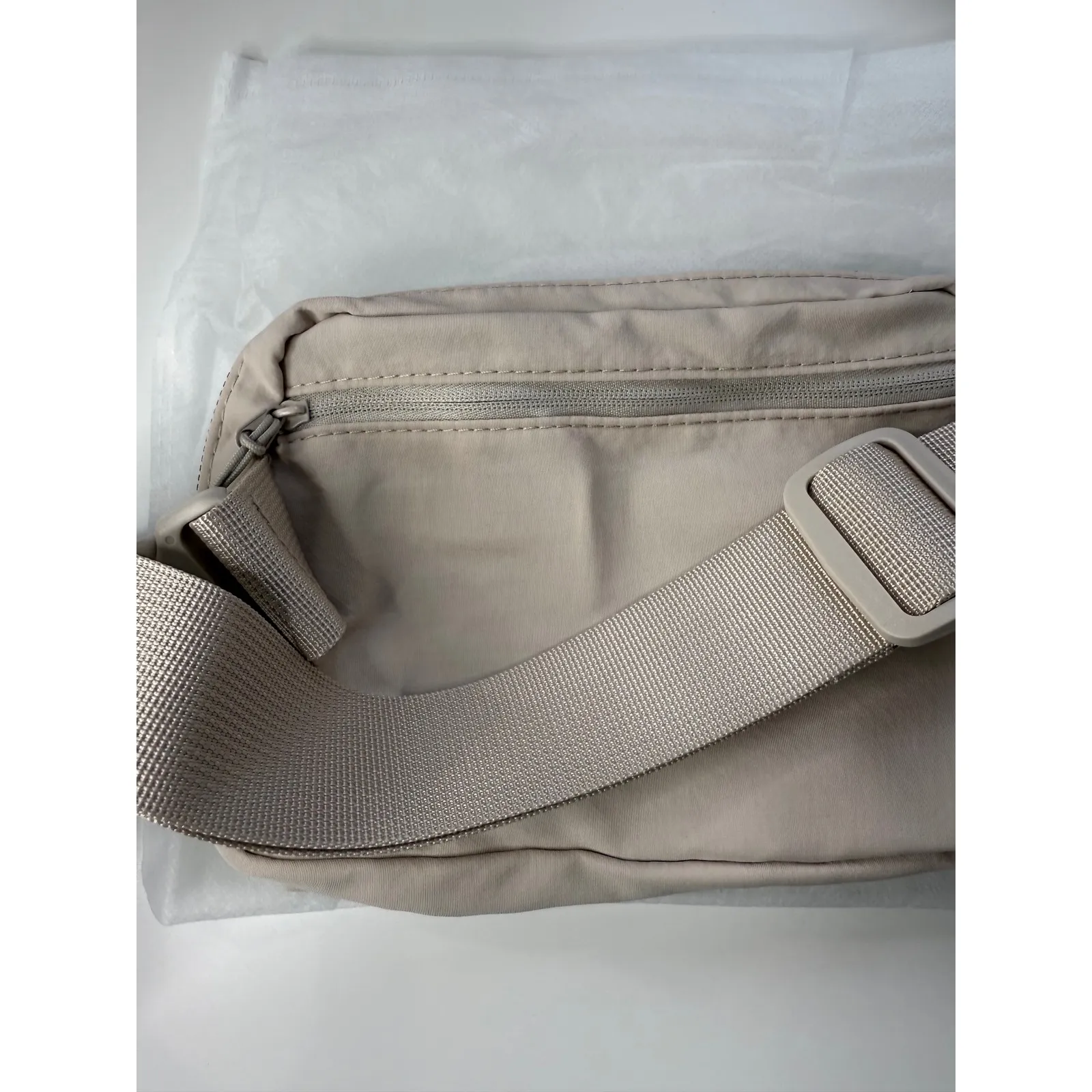 Light Beige Fanny Pack Belt Bag with Pink Crown Graphic Adjustable Strap Tan - Image 4