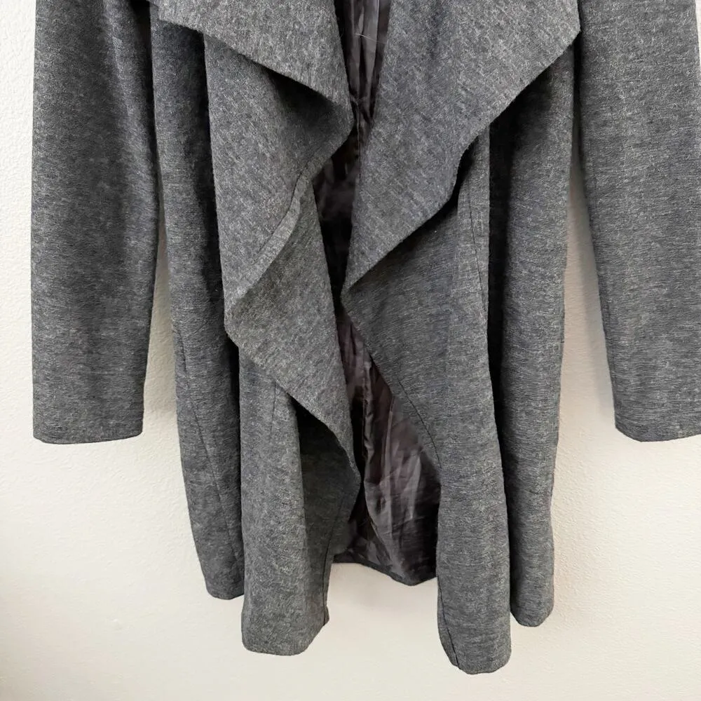 PIKO 1988 | Open Front Grey Wool Blend Jacket Coat Cascade Shawl Collar | Small Gray - Image 5