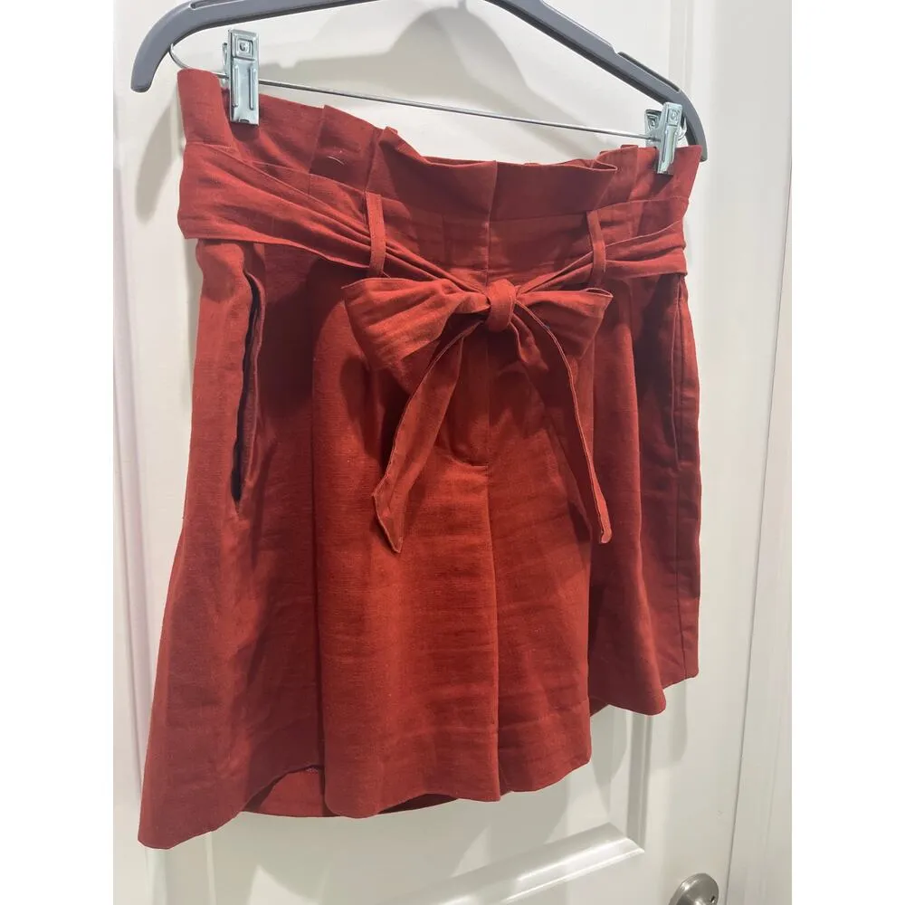 Boden St Ives Paper Bag Shorts in Brick Red Sz 6 - Image 3