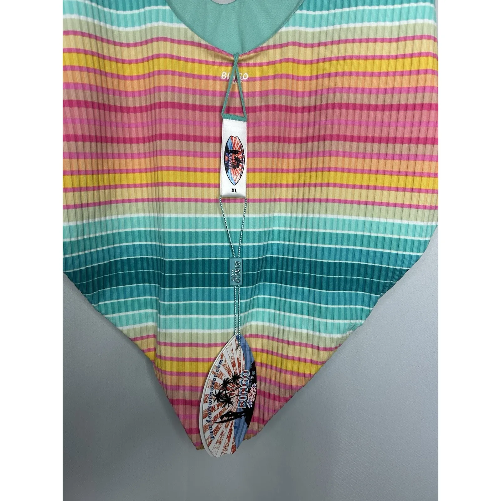 Bingo Surf Women's XL Multicolor Adjustable Straps One Piece Striped Swimsuit - Image 6