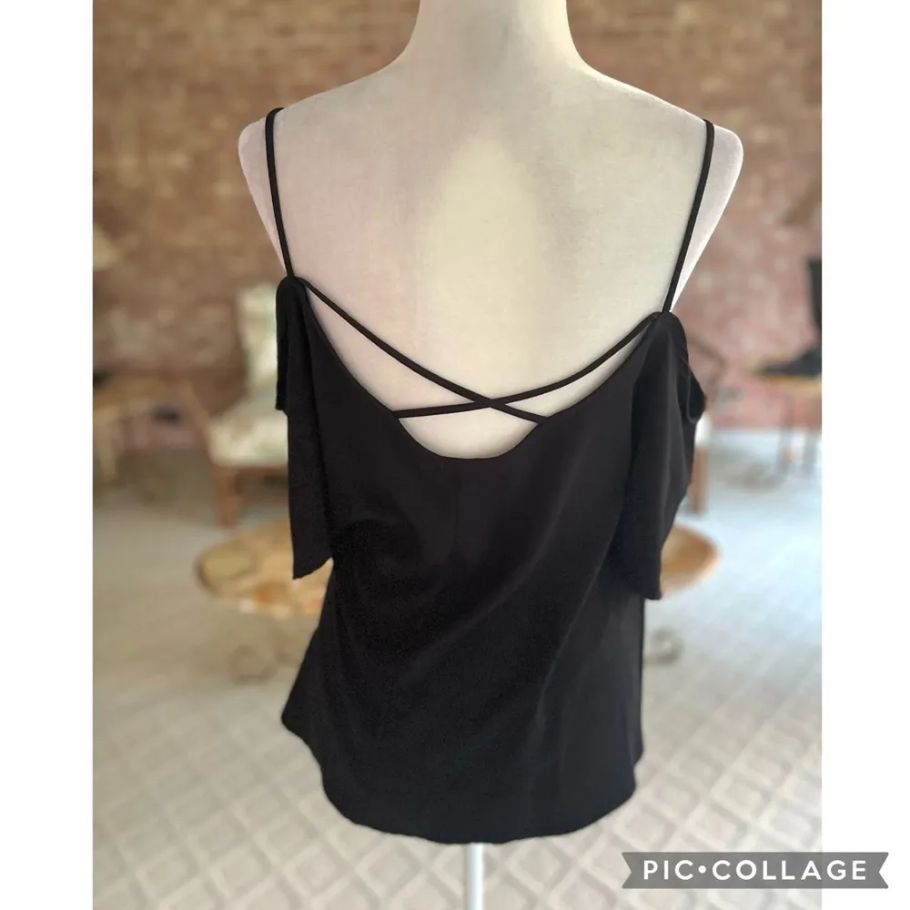 BP Top Cold Shoulder Crisscross Back Black Tank S Evening Party Date Festival - Image 6