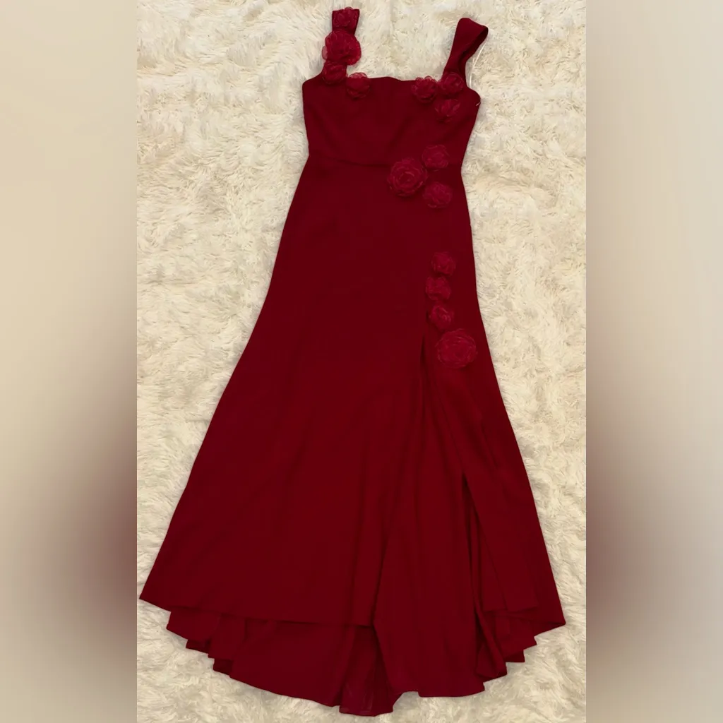 NEW ELLIATT x REVOLVE Evanora 3d floral Gown in Red Berry sz M - Image 4