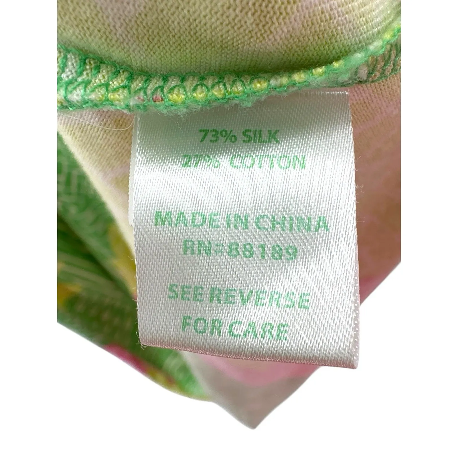 Lilly Pulitzer XS Silk Maxi Dress Green Pink Floral Boho Resort Tie-Back‎ V-Neck - Image 5