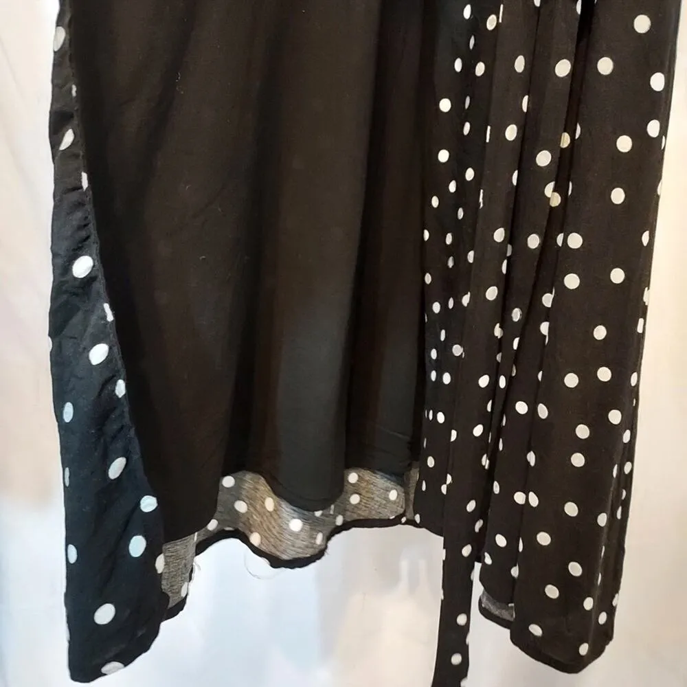 Lulu's Black and White Polka Dot Tiered Ruffle 3/4 Sleeve Midi Tie Wrap Dress - Image 11