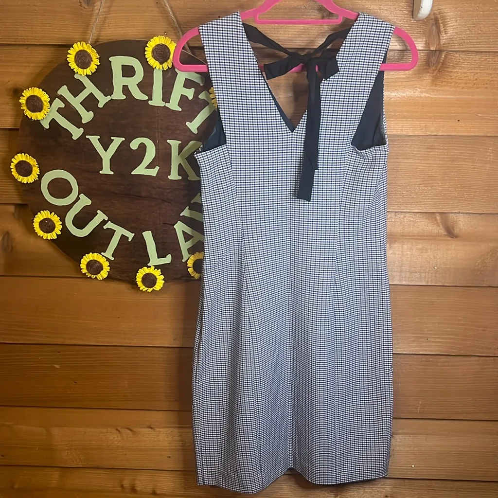 Banana Republic Checker Tie Back Dress Boardroom Siren Business Casual Midi - Image 5