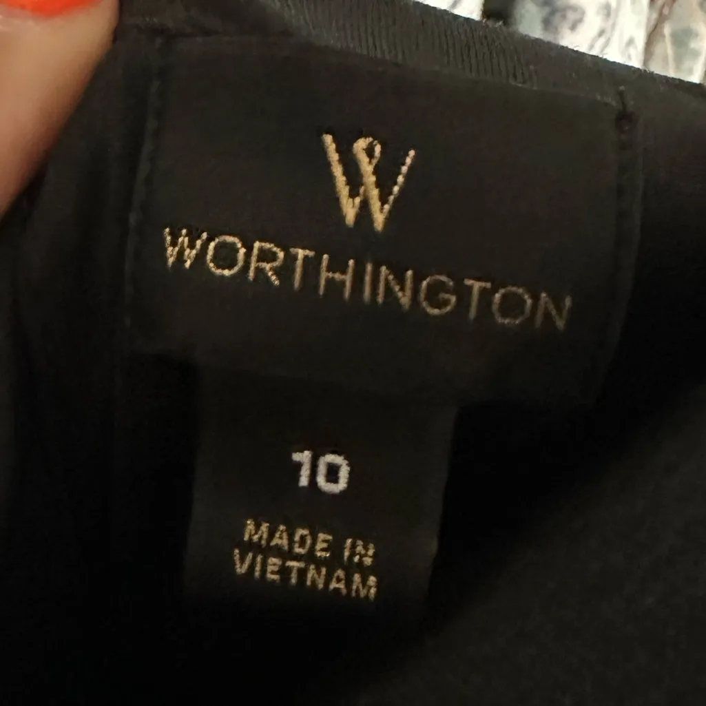 Size 10 Worthington black floral pleated long sleeve dress EUC - Image 3