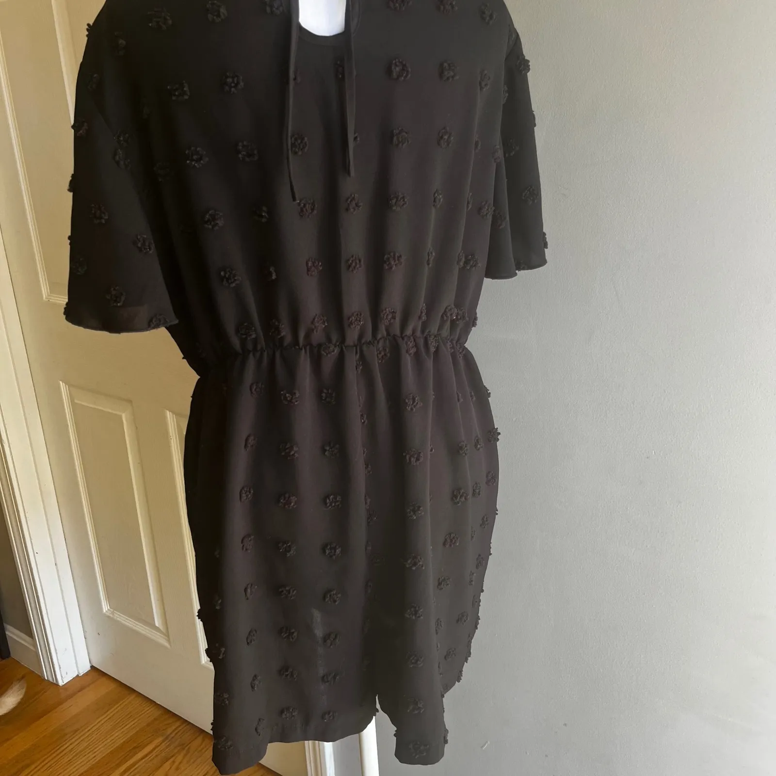 Black Pom Pom Romper V-Neck Short Sleeve Summer Casual Party Jumpsuit Size 1X - Image 6