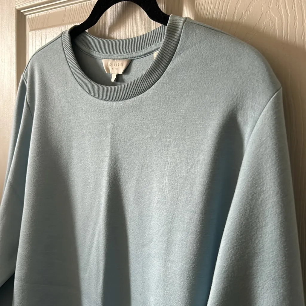 Ted Baker Women’s Powder Blue Oversized Puff Sleeve Sweatshirt Size‎ 8 (3) - Image 7