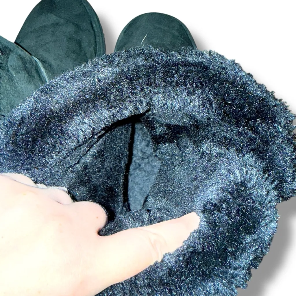 Lamo Cresson Pull On Boots‎ Women’s Size 10.5 Black Suede Faux Fur Buckle Strap - Image 9