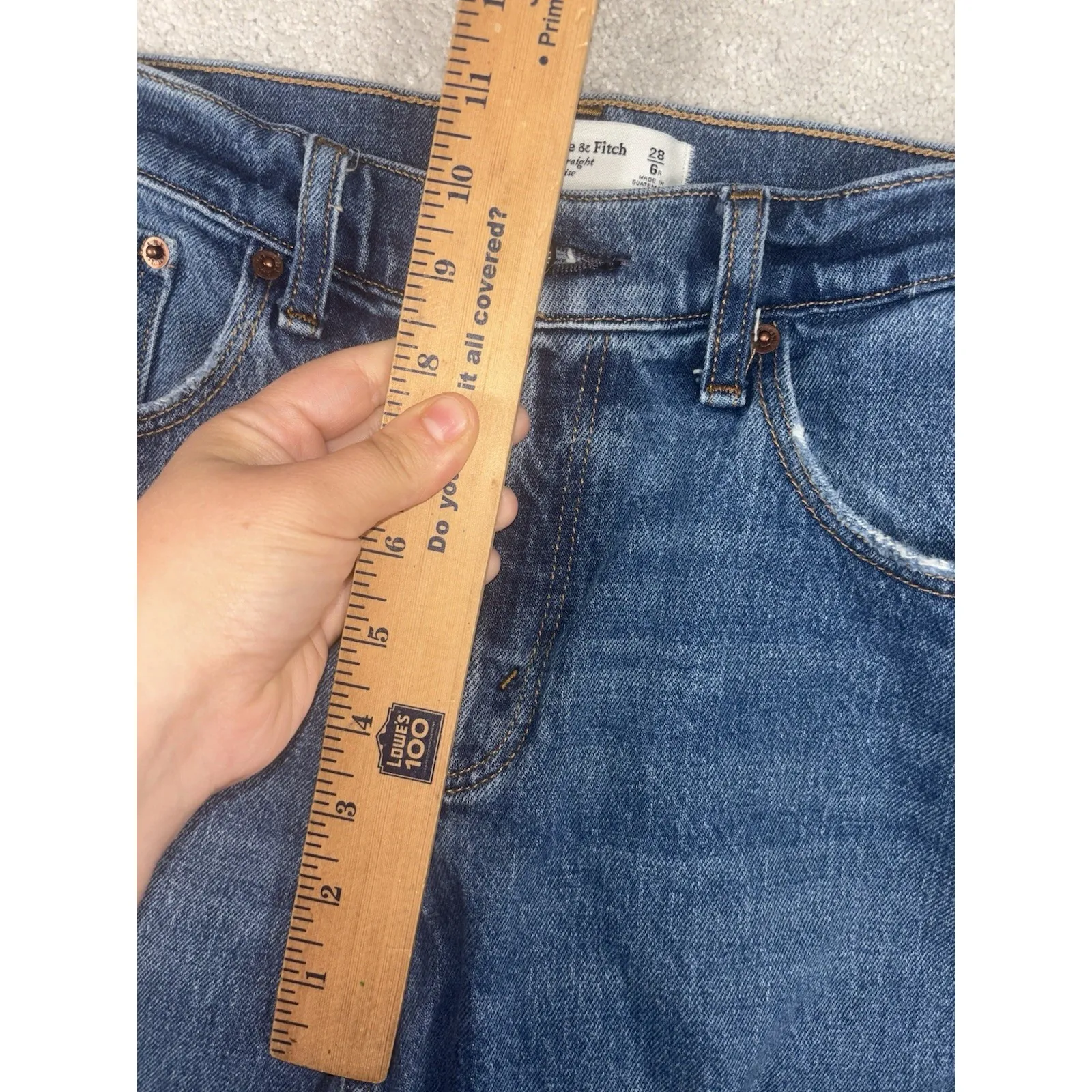 Abercrombie & Fitch The 90's Straight Mid Rise‎ Jean Women's 28/6 Raw Hem - Image 9