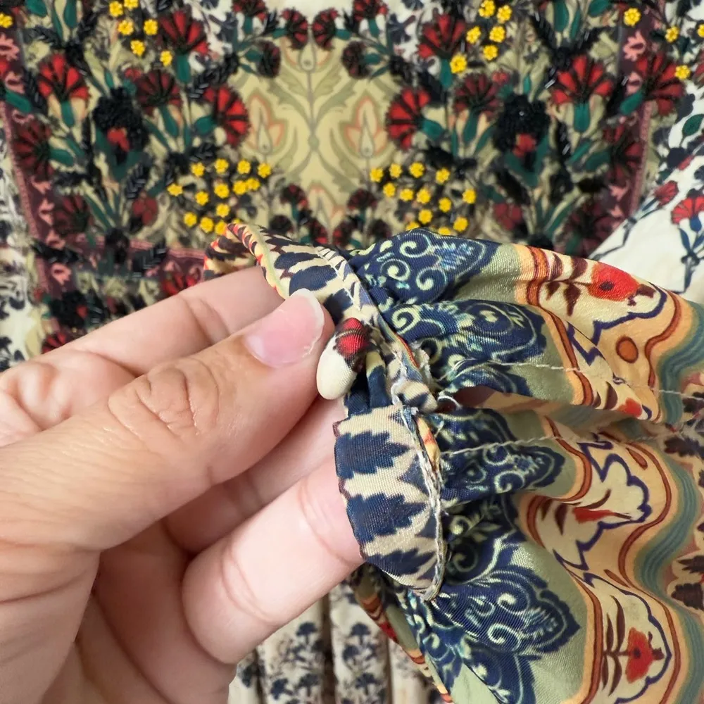 Anthropologie Bhanuni By Jyoti Beaded Far Fields Beaded  Dress Size 12 PETITE - Image 9