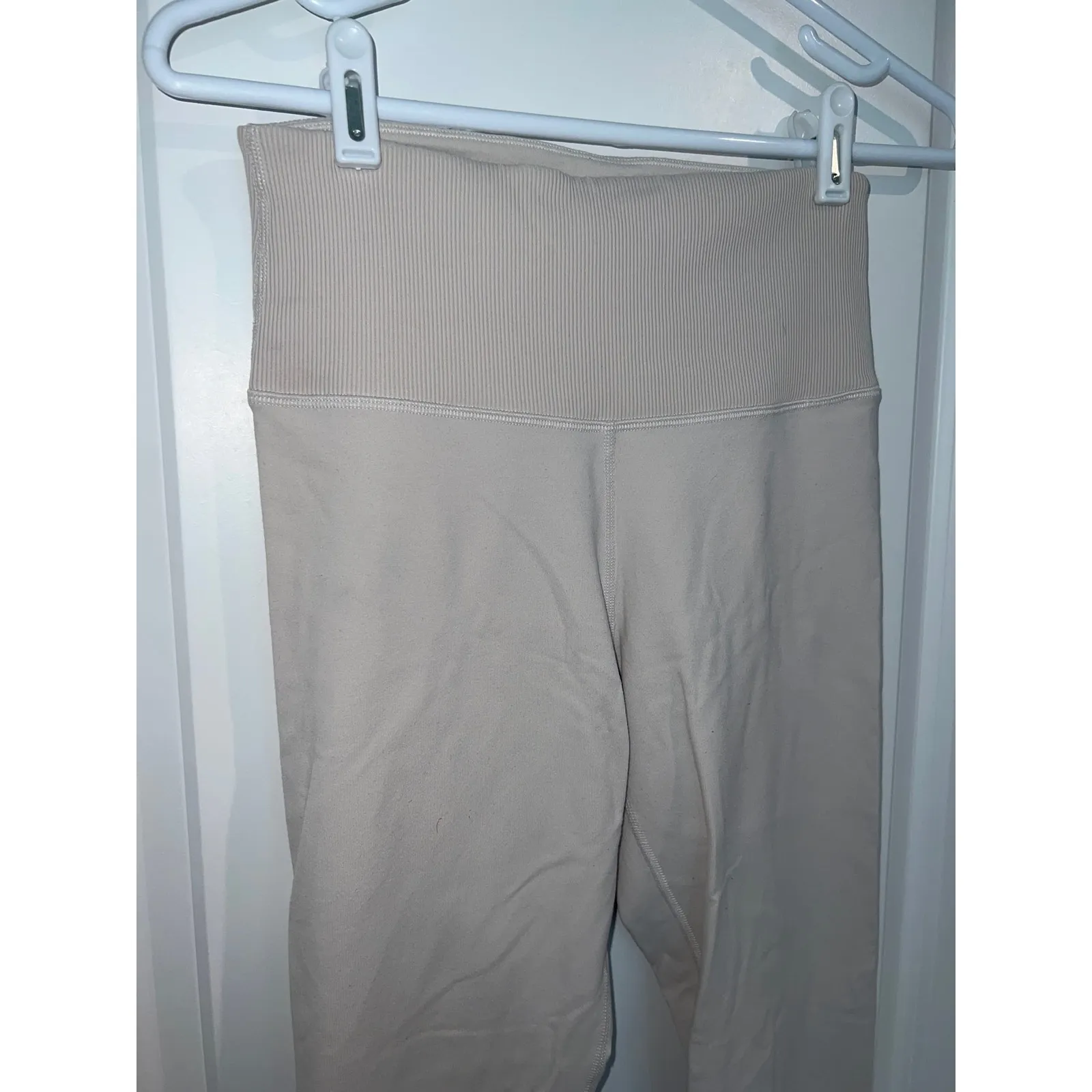 Tna Pull On High Waisted Ribbed Waistband Workout Ankle Leggings Bone Women's M Size M - Image 2