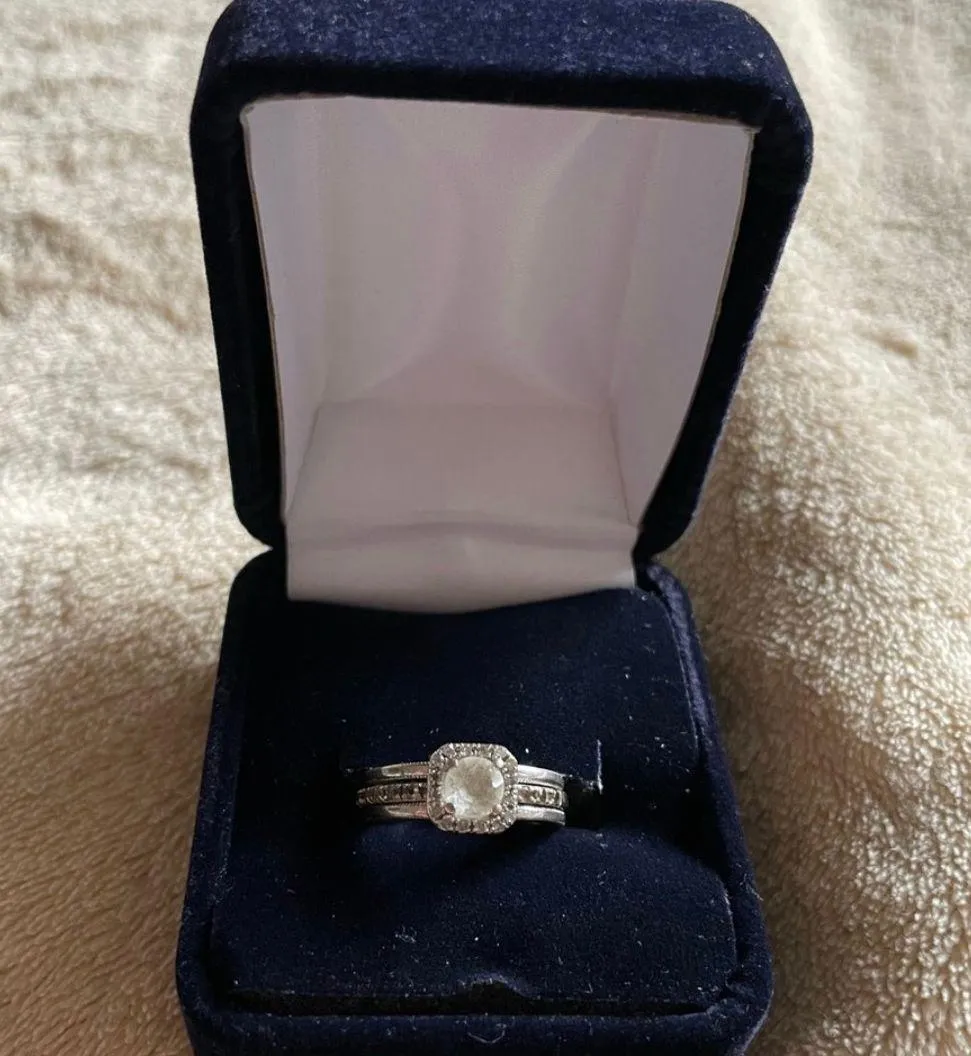 Solitaire Avon 2pc Platinum4  Jacket Ring - Image 2