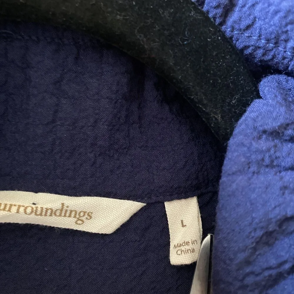 Soft Surroundings Navy Sleeveless tunic‎ top blouse Metal Button Size Large - Image 7