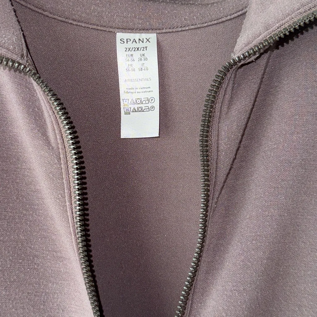 SPANX AirEssentials Half Zip Sweatshirt 1/4 pullover smoke taupe plus size curve - Image 3