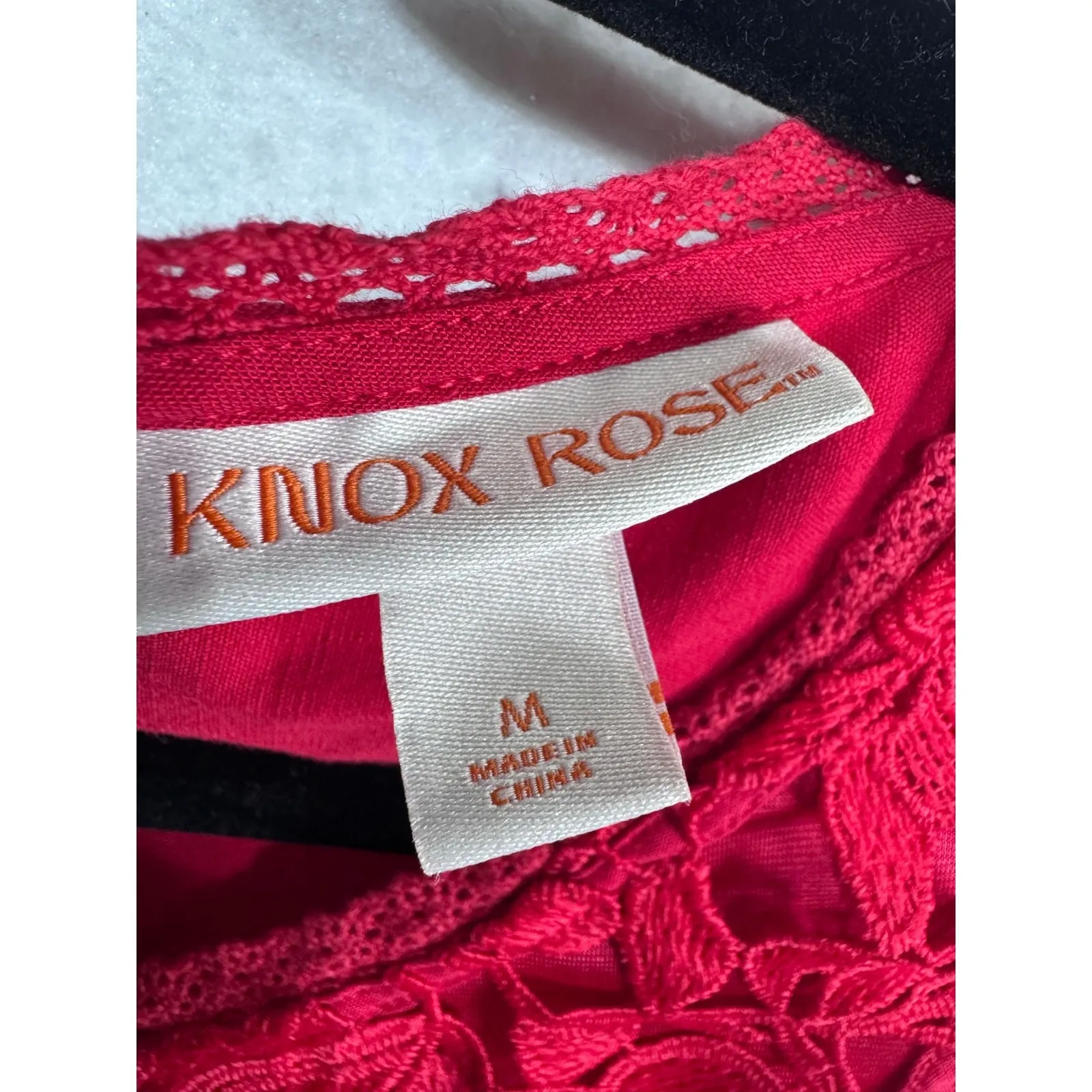 Knox‎ Rose Red Crochet Lace Sleeveless Dress Belted Waist Pockets Boho Women's M - Image 8