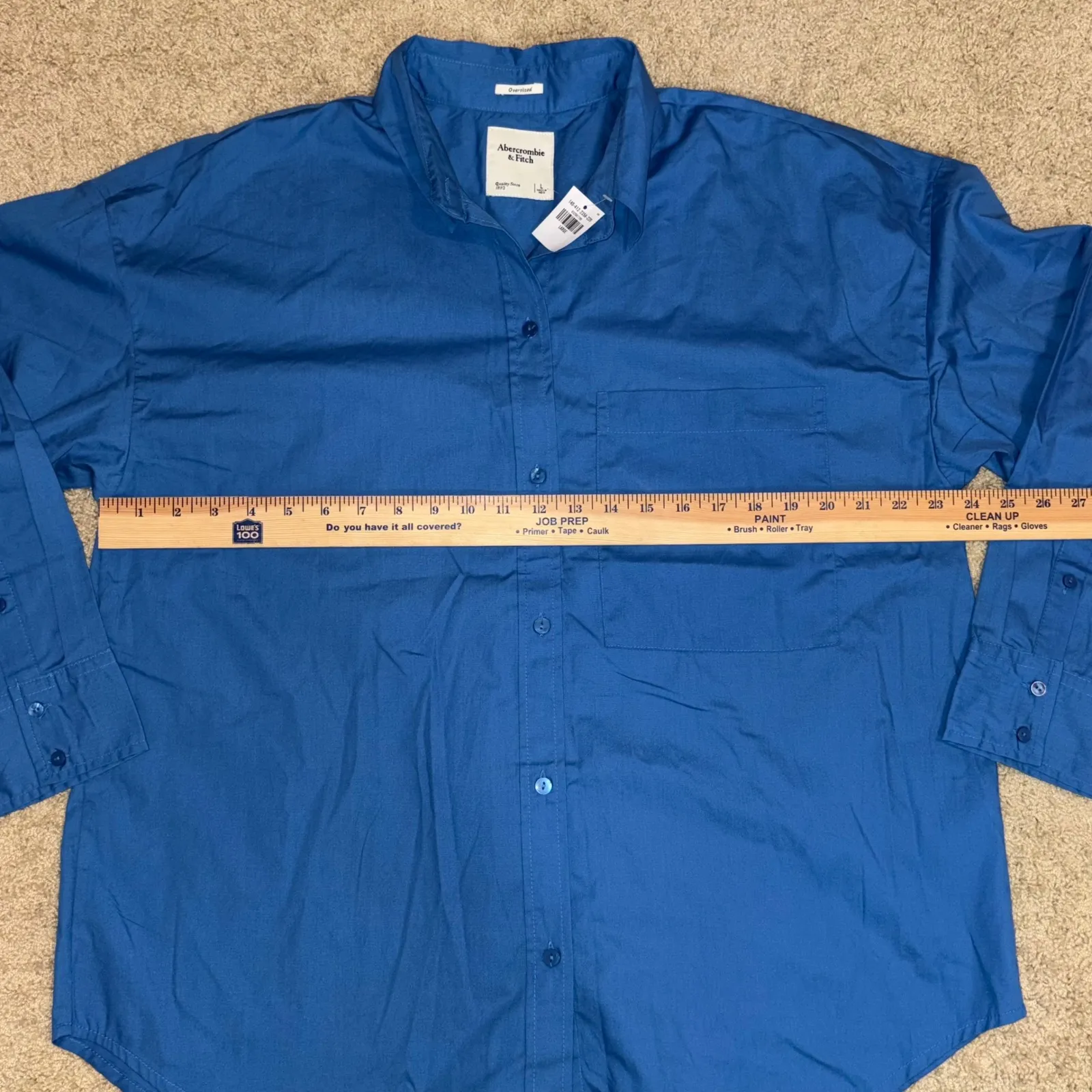 Abercrombie &‎ Fitch Oversized Button Down Shirt Top Womens L Large Blue - Image 3