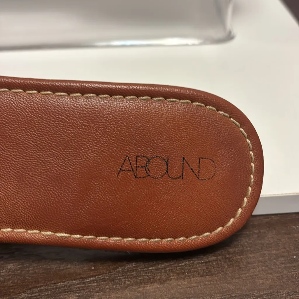 Abound Brown Leather Slide Sandals Minimalist Design - Image 3