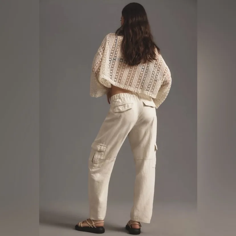 Pilcro slim beach cargo linen blend pants size XXS - Image 2