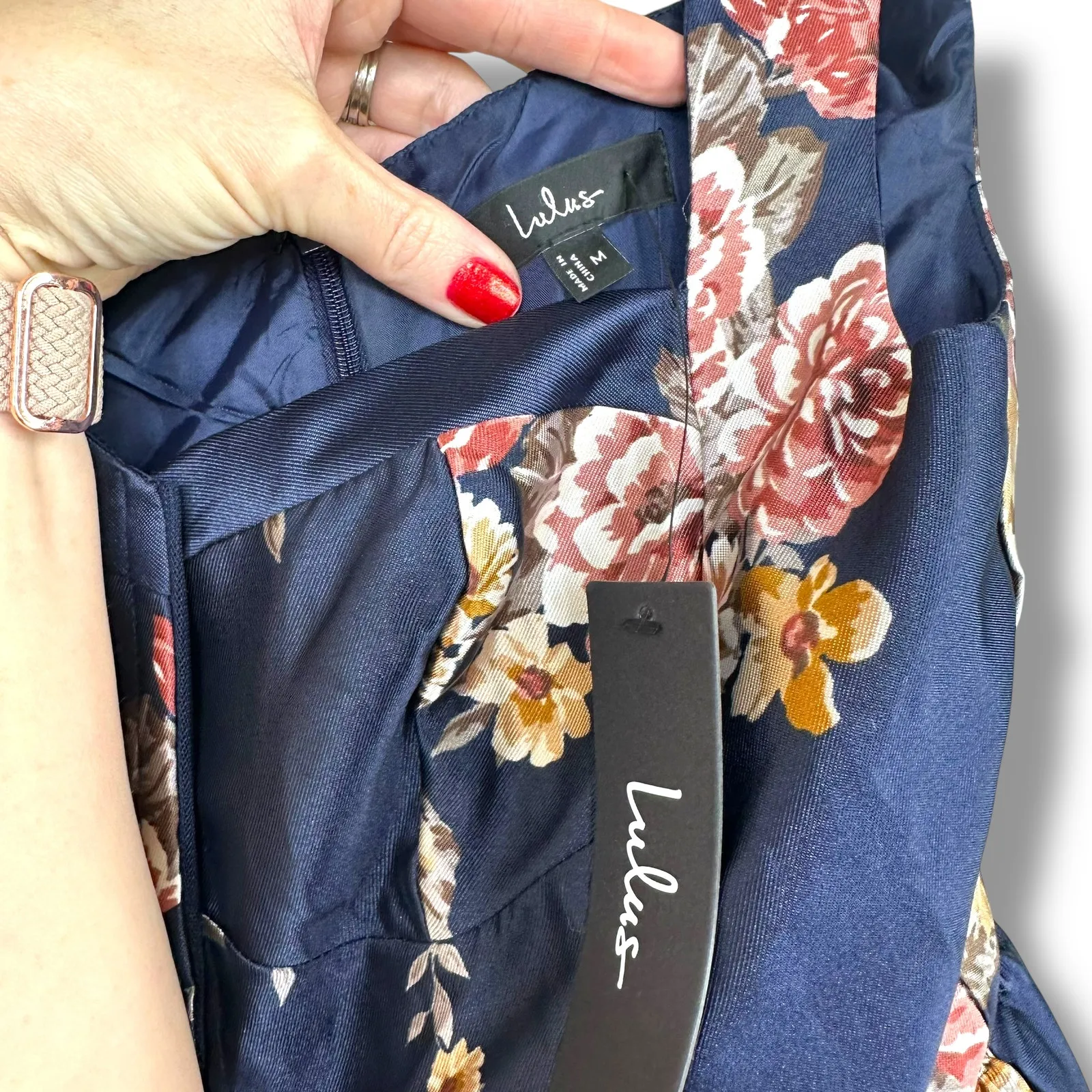 Lulus NWT Elegant Pick Navy Blue Floral Sleeveless Bustier Maxi Dress Medium - Image 10