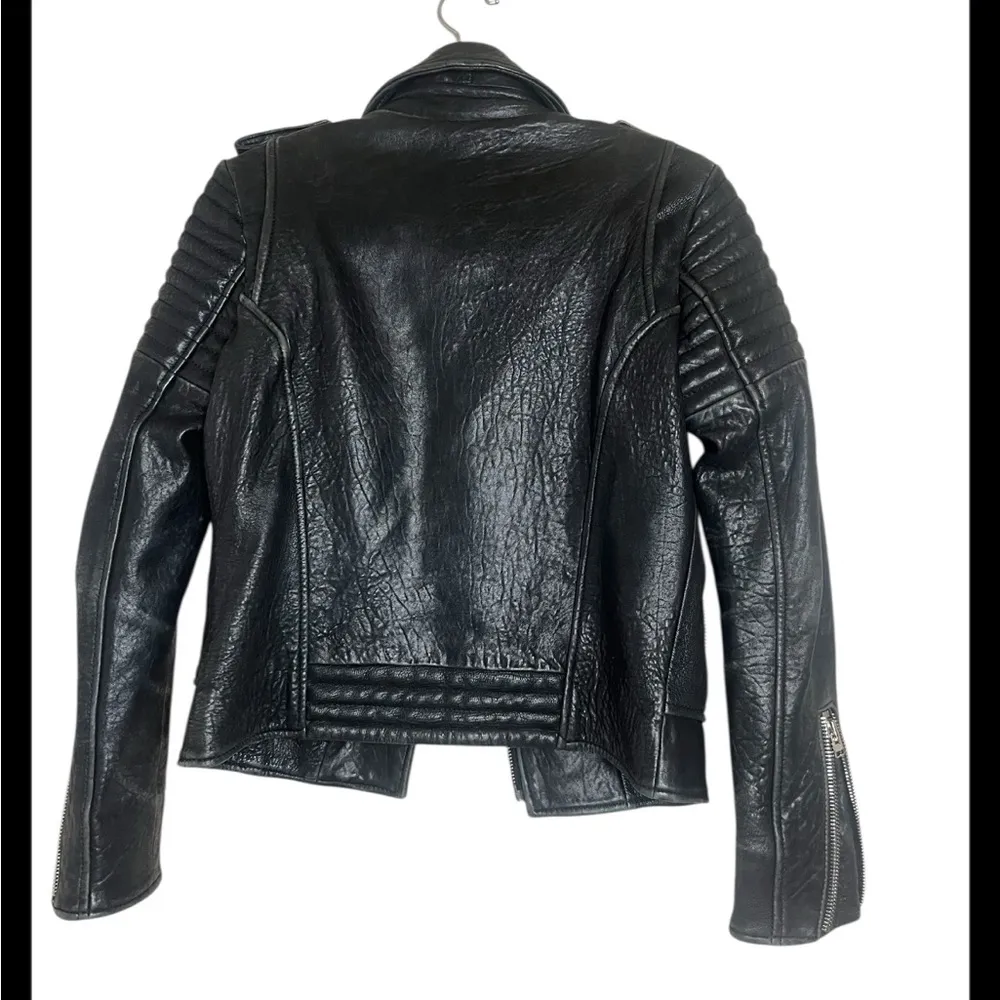 Hôtel Particulier black Leather biker jacket size S - Image 3