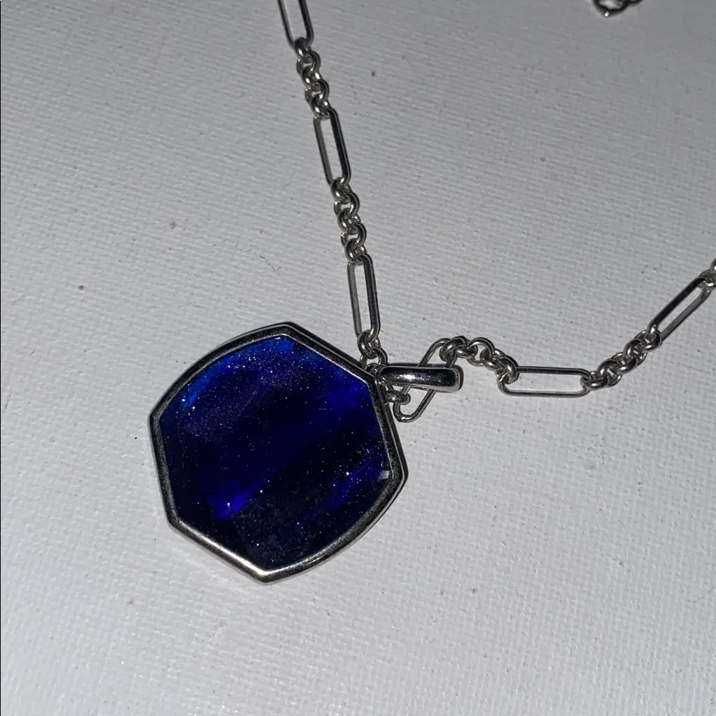 Kendra Scott lapis blue stone hexagon shape long necklace - Image 4