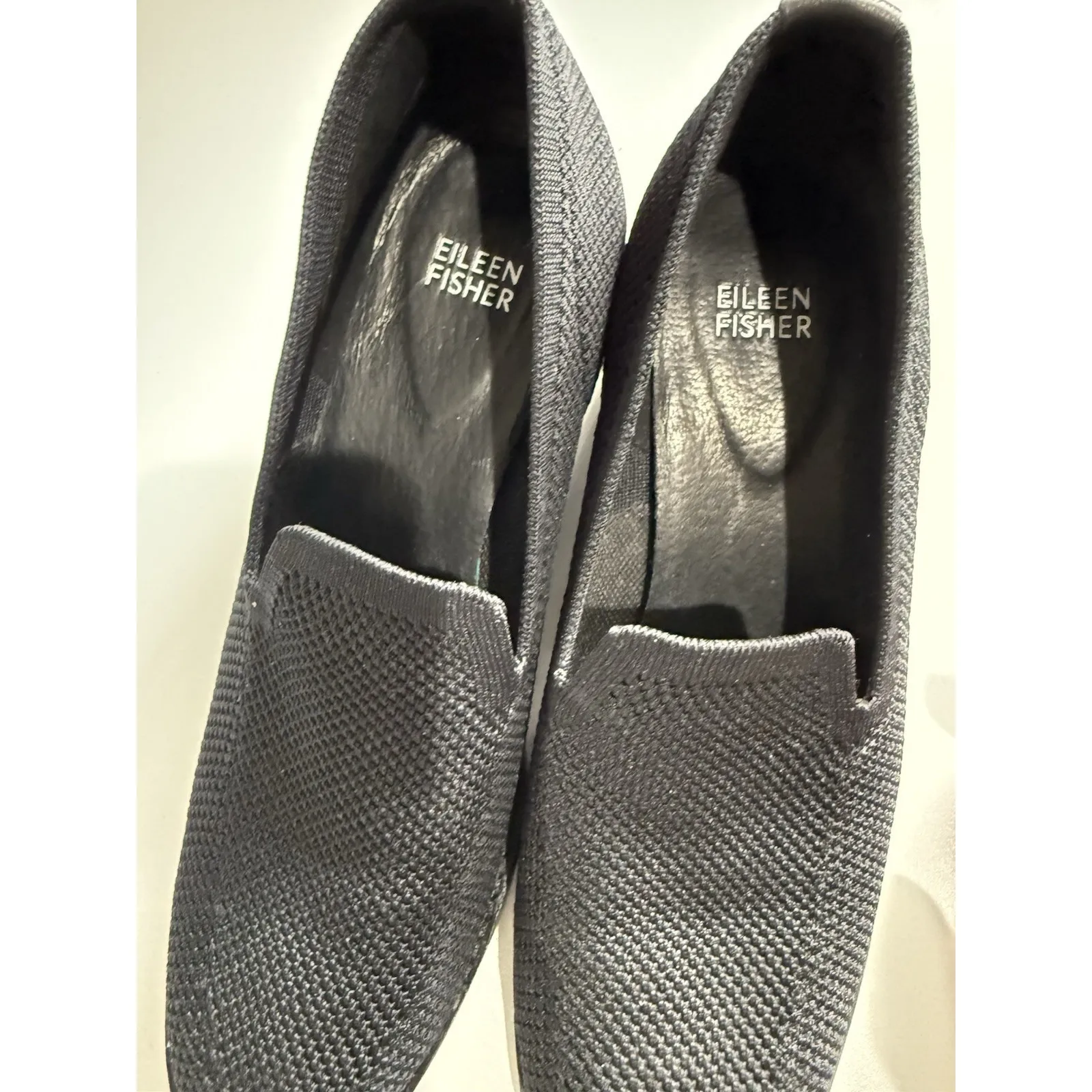 Eileen Fisher Dern Pump Womens 8.5 Black Stretch Knit Block Heel Slip On Comfort - Image 8