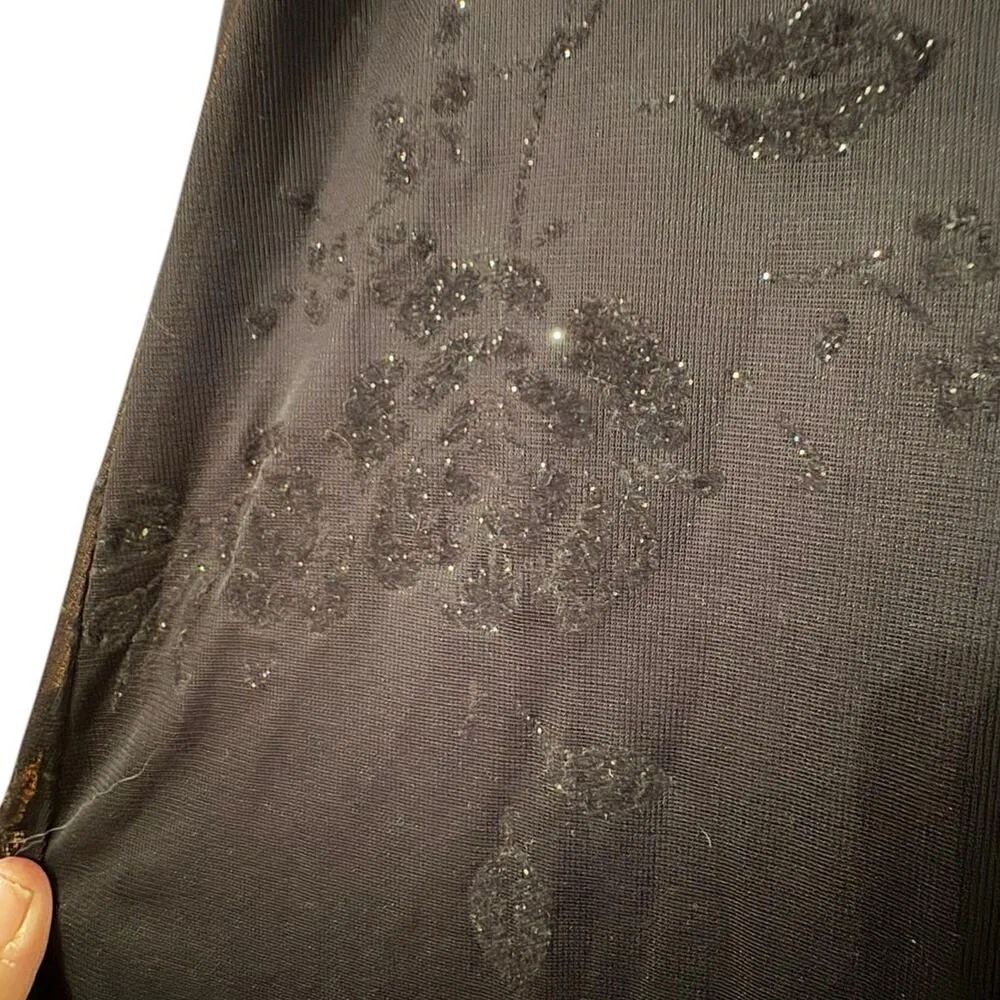 Byer Too! Y2k 90's vintage strappy dress with floral glitter S see measurements Black - Image 4