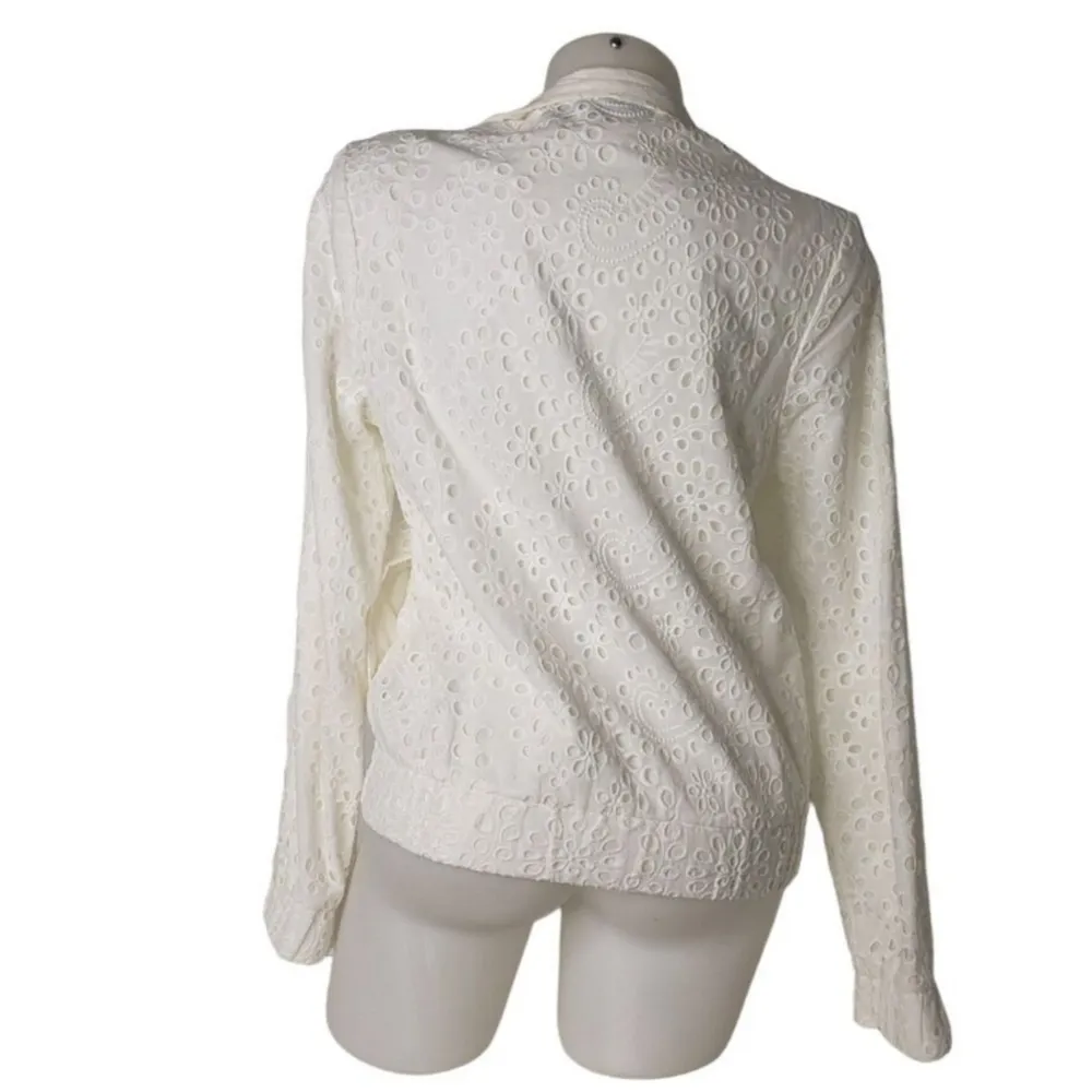 KENDALL & KYLIE White Eyelet Lace Zip Front Jacket Womens Size XX-Small - Image 2