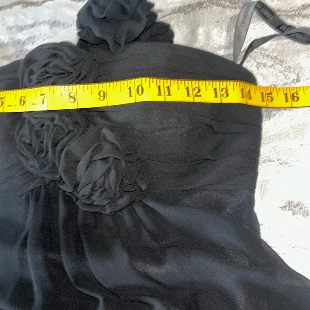 Bill Levkoff Black One-Shoulder Gown with Floral Accent - Image 14