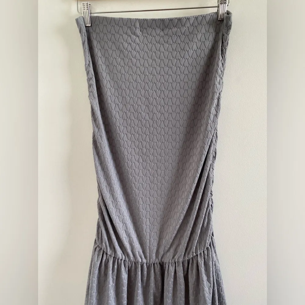 Ladies Of The Canyon Y2K Grey Heart Tube Top Ruffle Hem Mini Dress Size Large Gray - Image 7