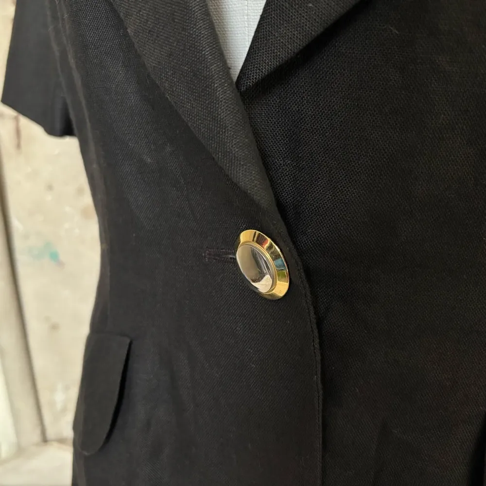 MaxMara Black Short Sleeve Linen Blazer - Image 2